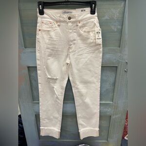 And Now This High Rise Cuffed White Jeans